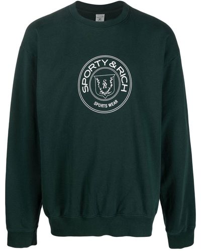 Sporty & Rich Pullover mit Logo-Print - Grün
