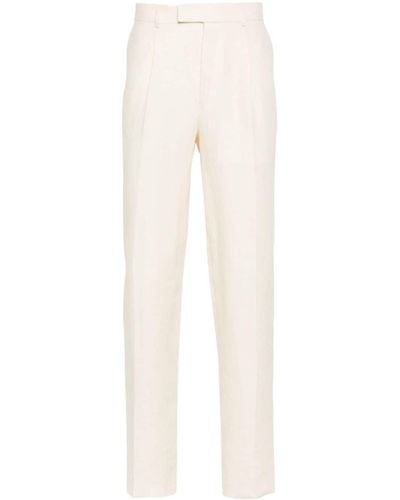Zegna Tapered Linen Trousers - White