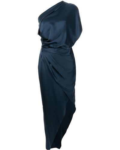 Michelle Mason Drape-detail Asymmetric Dress - Blue