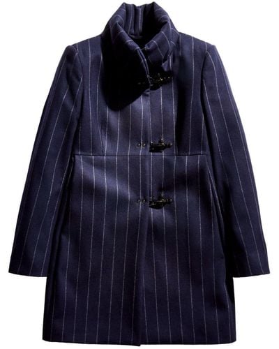 Fay Pinstriped Single-breasted Coat - Blue