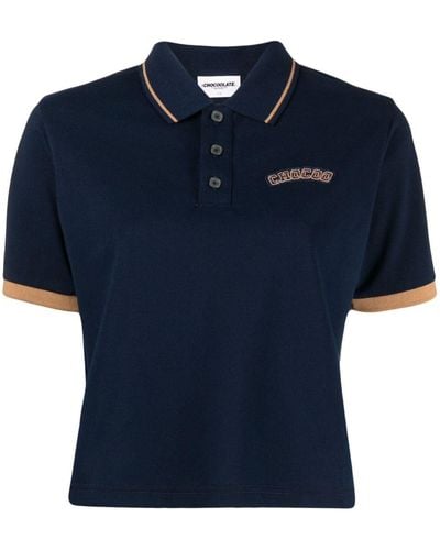 Chocoolate Logo-patch Short-sleeve Polo Shirt - Blue