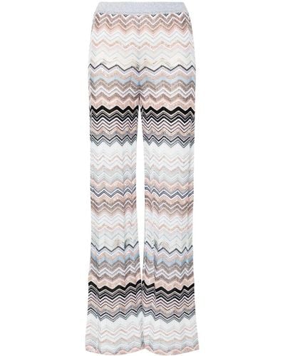 Missoni Zigzag-knit Straight-leg Trousers - Grey