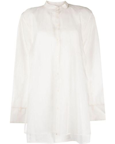 Rohe Button-up Band-collar Blouse - White