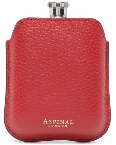 Aspinal of London Étui pour flasque en cuir - Rouge