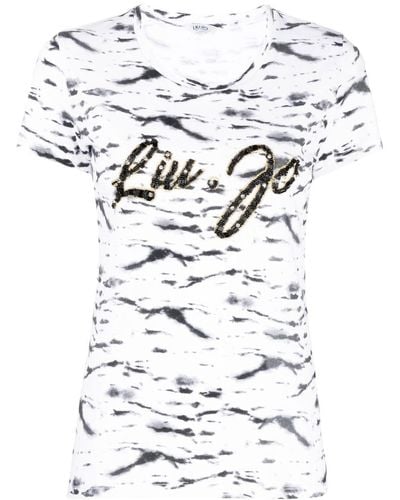 Liu Jo ビーズディテール ロゴ Tシャツ - ホワイト