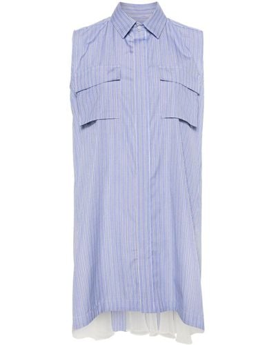 Sacai Striped Sleeveless Shirtdress - Blue