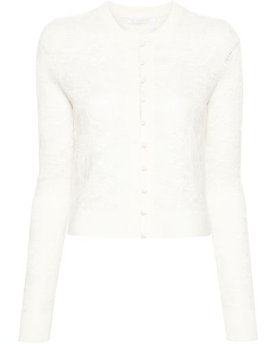 Chloé Floral-jacquard Buttoned Cardigan - White