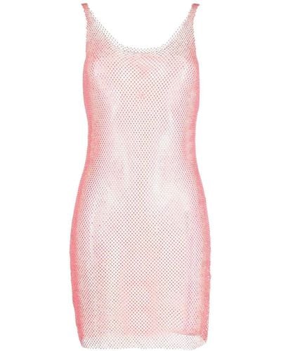 Santa Brands Rhinestone Transparent Mini Dress - Pink