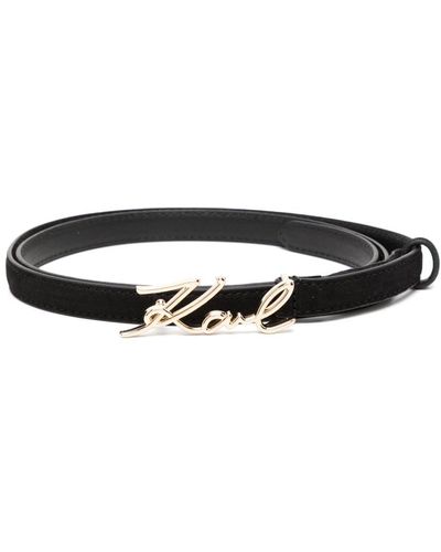 Karl Lagerfeld K Signature Leather Belt - Black