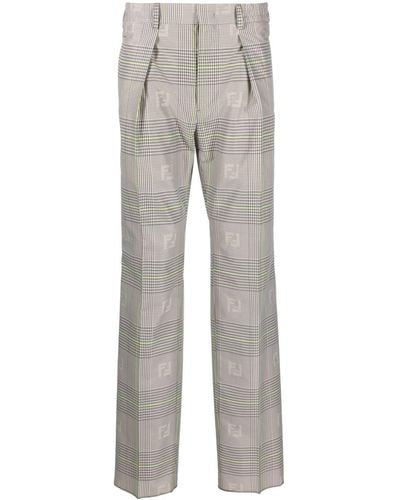Fendi Prince-of-wales Pattern Trousers - Grey