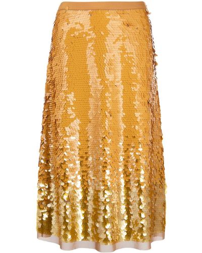 Tory Burch Sequin-embellished High-waist Skirt - Yellow