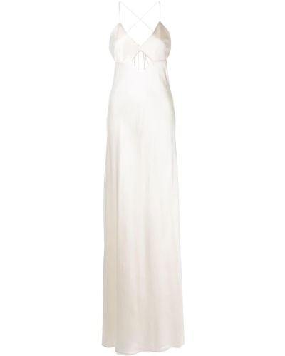 Michelle Mason Vestido de fiesta con detalle de abertura - Blanco