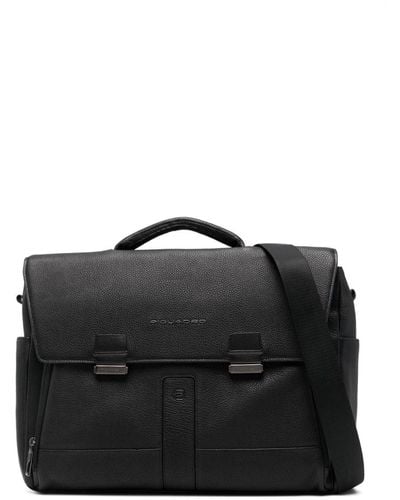 Piquadro Leather Laptop Bag (35cm X 45cm) - Black