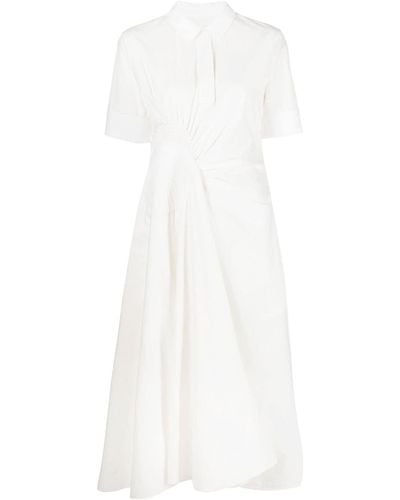 Jil Sander Ruched Shirt Midi Dress - White