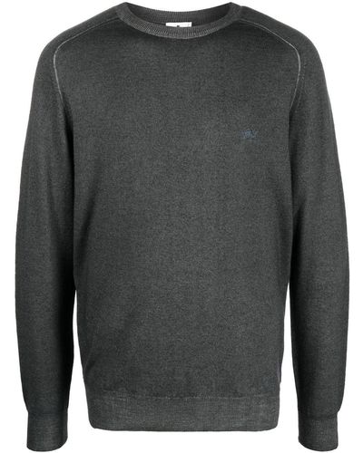 Etro Embroidered-logo Crew Neck Sweater - Gray