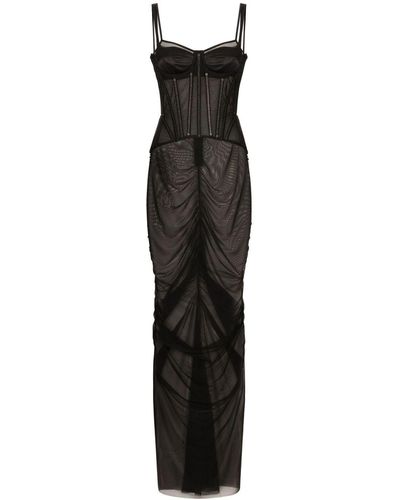 Dolce & Gabbana Sheer Cotton Bustier Dress - Black