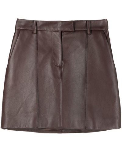 GIUSEPPE DI MORABITO High-waisted Leather Mini Skirt - Brown