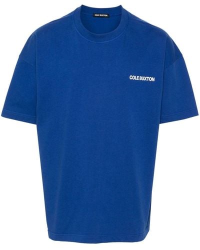Cole Buxton Logo-print Cotton T-shirt - Blue