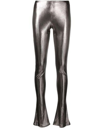 Blumarine Pantalon métallisé à taille haute - Gris