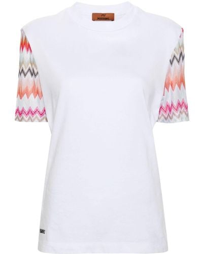 Missoni T-Shirt Con Maniche A Zigzag - Bianco