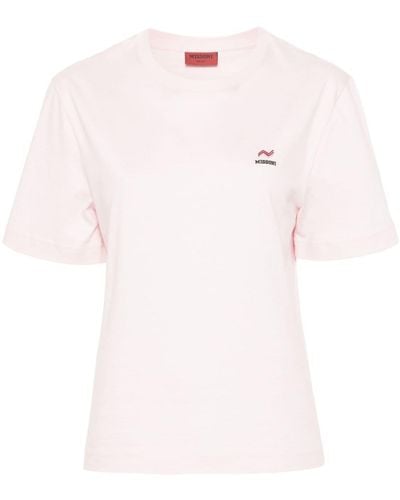 Missoni Embroidered-logo Cotton T-shirt - Pink