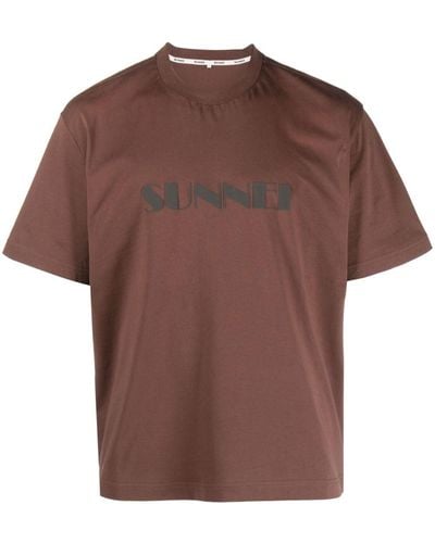 Sunnei Logo-print Cotton T-shirt - Brown