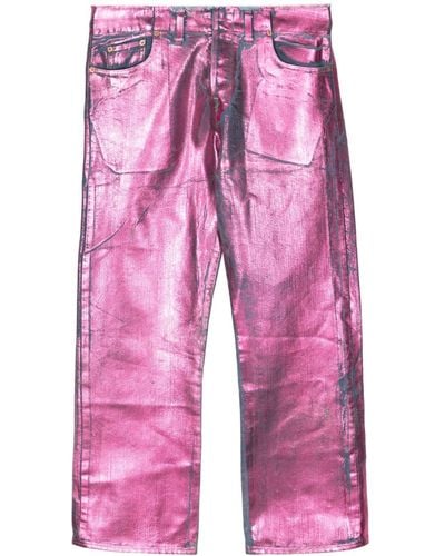 Doublet Straight-Leg-Jeans mit foliertem Finish - Rot
