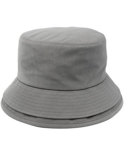 Sacai Layered-brim Wool Bucket Hat - Grey