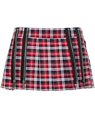 DSquared² Checked Pleated Mini Skirt - Red