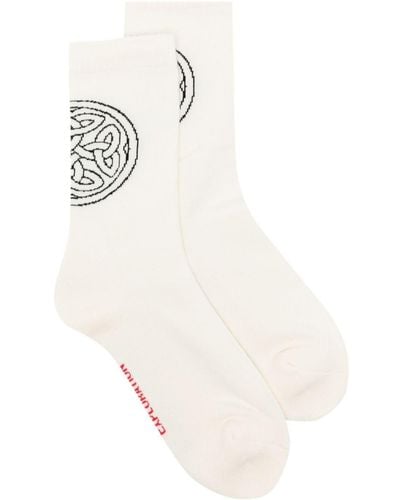 Children of the discordance Chaussettes en maille intarsia - Blanc