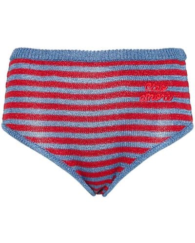 Giada Benincasa Striped knitted mini shorts - Rot