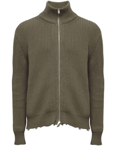 MM6 by Maison Martin Margiela Ribbed Zip-up Cotton Jacket - Green
