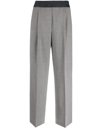 Peserico Hig-waisted Wide-leg Trousers - Grey