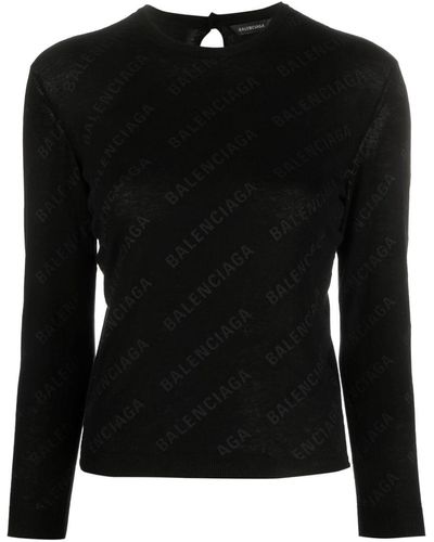 Balenciaga Sweater Met Logoprint - Zwart