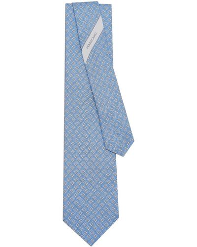 Ferragamo Tetris-print silk tie - Azul