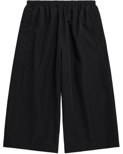 Balenciaga Wide-leg Cropped Track Pants - Black