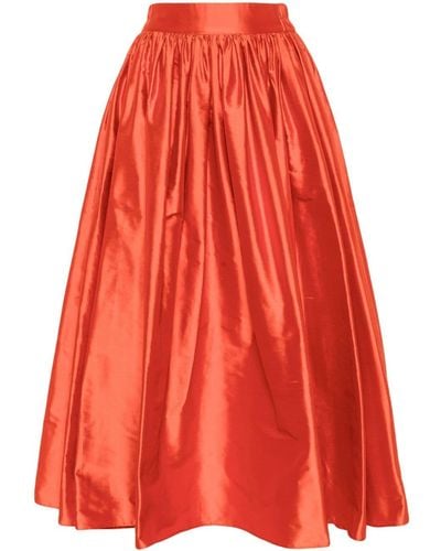 Atu Body Couture Jupe mi-longue en soie à plis - Rouge