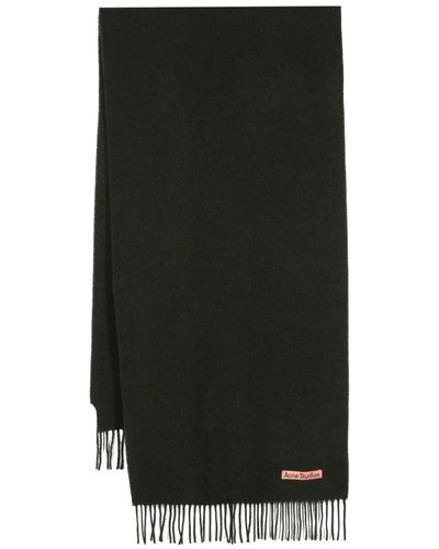 Acne Studios Fringed Wool Scarf - Black