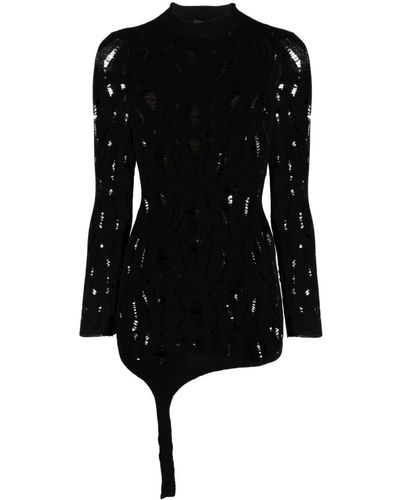 Ssheena Long-sleeve Open-knit Sweater - Black
