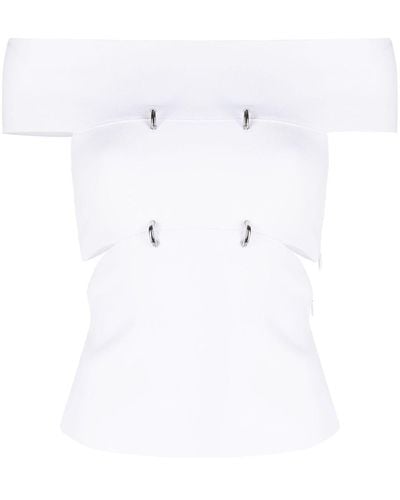 Alexander McQueen Haut à épaules dénudées - Blanc
