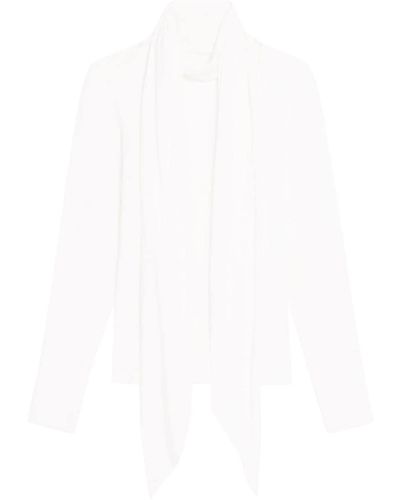 Helmut Lang Blouse en soie à détail de foulard - Blanc