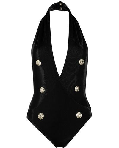 Balmain Maillot de bain à boutons décoratifs - Noir