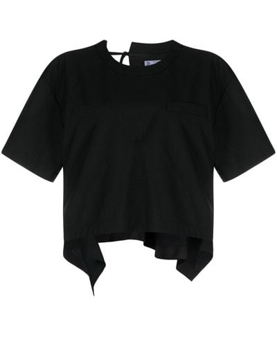 Sacai Draped Short-sleeve Blouse - Black