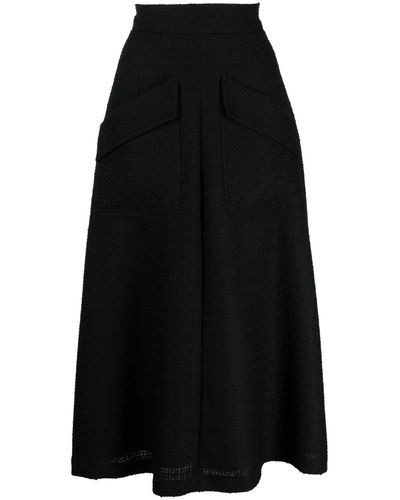 Jane Roberta A-line Tweed Midi Skirt - Black