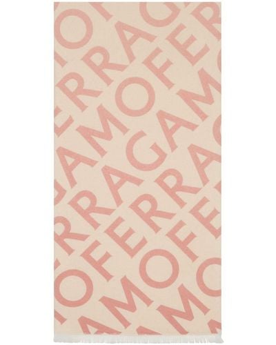 Ferragamo Logo Intarsia-knit Fringed Scarf - Pink