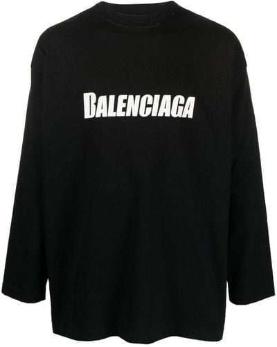 Balenciaga Logo-print Long-sleeved T-shirt - Black