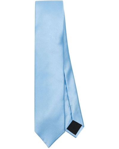 Lanvin Krawatte aus Seidensatin mit Logo-Patch - Blau