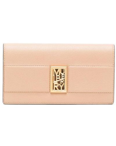 Mulberry Logo Plaque Leather Wallet - Pink