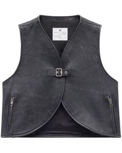 Courreges Ellipse Leather Vest - Black