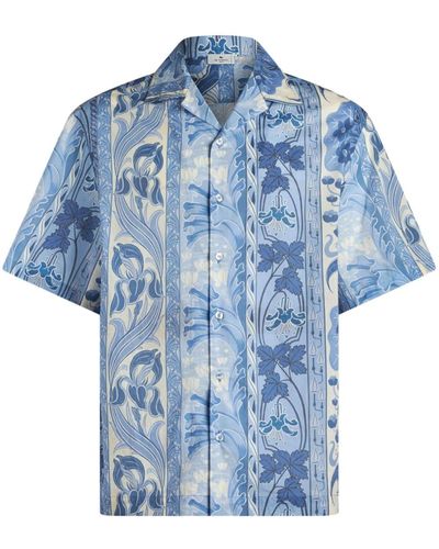 Etro Bowlinghemd mit Blumen-Print - Blau